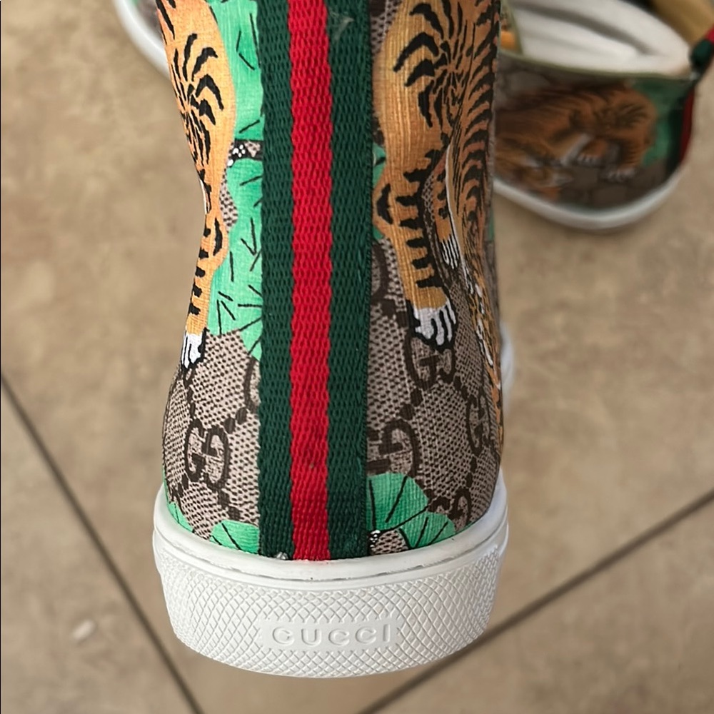 Gucci Tiger Print High-Top Sneakers - Multicolor - Picture 9 of 9